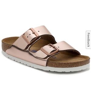 Rose gold Birkenstocks 42 - never worn outside